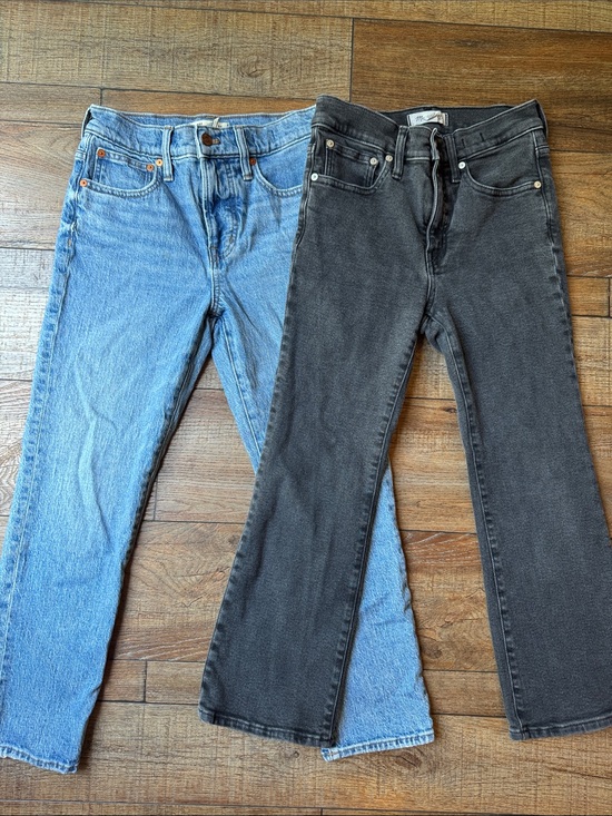 Madewell Denim - Madewell Flare Jeans in Light Blue and Black Denim